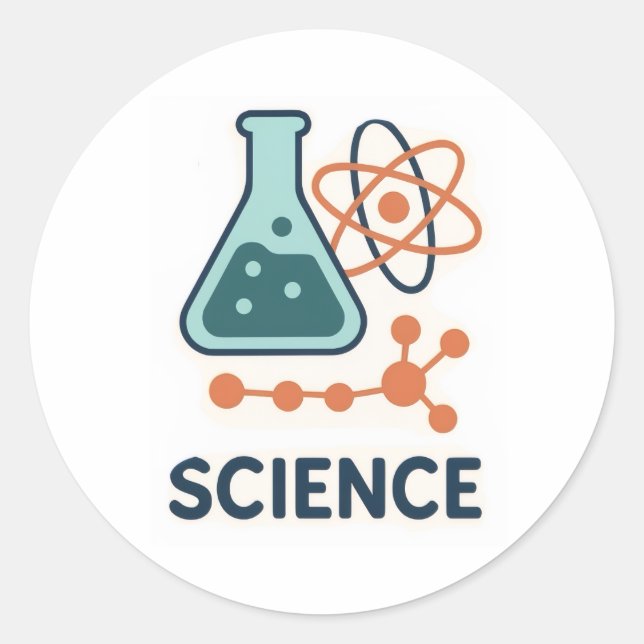 Science Subject Sticker – Flask, Molecules & Atom (Front)