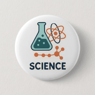 Science Subject Sticker – Flask, Molecules & Atom 2 Inch Round Button
