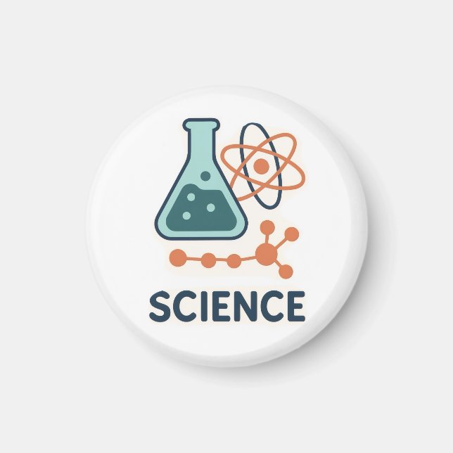 Science Subject Sticker – Flask, Molecules & Atom Magnet (Front)