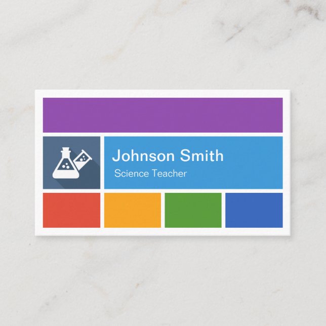 Science Teacher - Creative Modern Metro Style Business Card (Front)