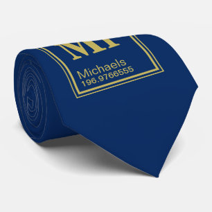 Science Teacher Custom Name Periodic Table Navy Tie