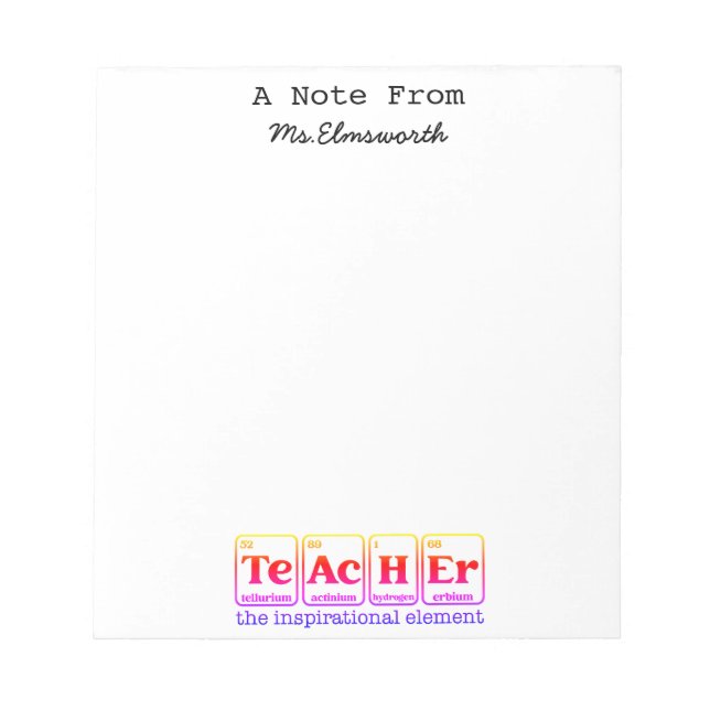 Science Teacher Custom Stationary Notepad Gift (Front)