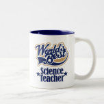 Science Teacher Gift For (Worlds Best) Two-Tone Coffee Mug<br><div class="desc">Give a co-worker,  family member or friend a Worlds Best Science teacher gift with sports style logo in and blue and tan. Makes a great gift idea for a science teacher.</div>