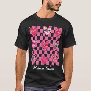 Science Teacher Hearts Teach Love Inspire Womens V T-Shirt