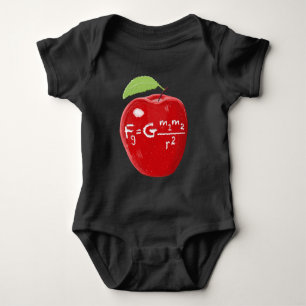 Science Teacher Isaac Newton Law Of Gravity Apple Baby Bodysuit