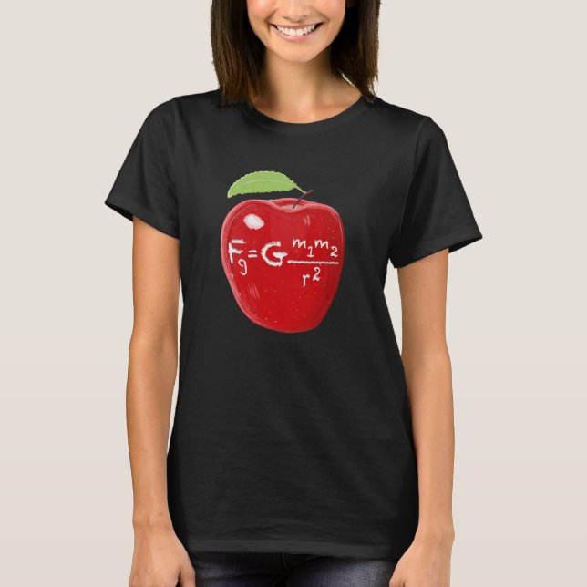 Science Teacher Isaac Newton Law Of Gravity Apple T-Shirt (Front)
