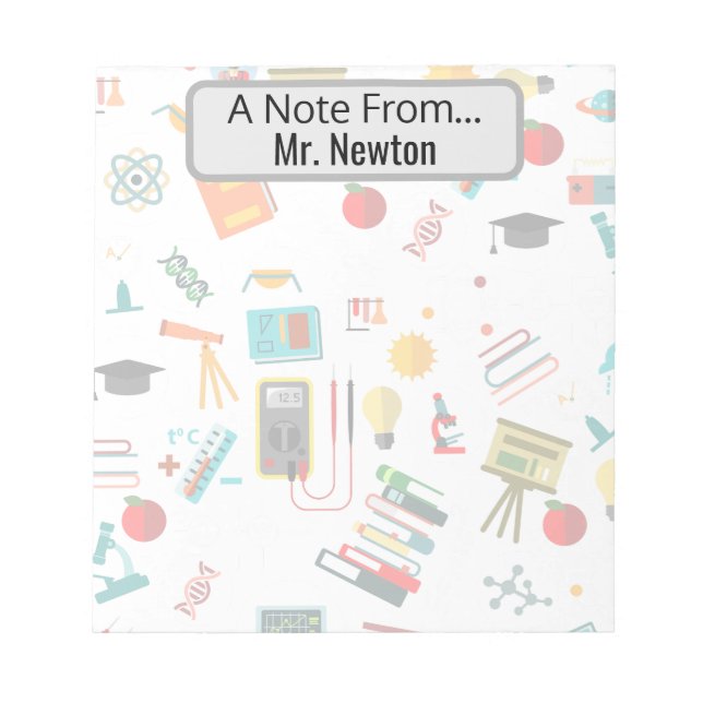Science Teacher Personalized print apples books Notepad (Front)