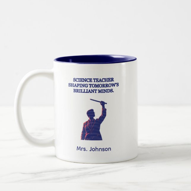 Science Teacher Shaping Brilliant Minds Educator Two-Tone Coffee Mug (Left)