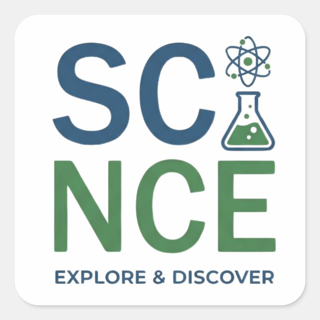Science Teacher Typography Design Square Sticker (Front)