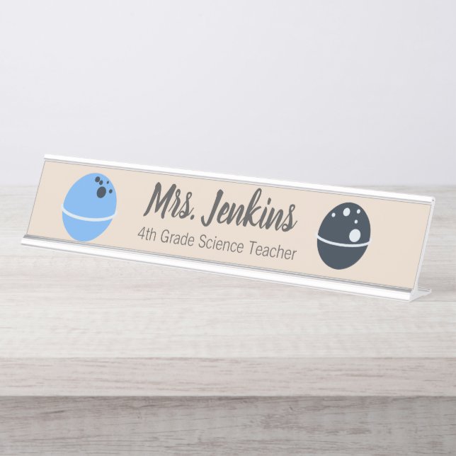Science Teachers Laboratory Lab Moon Desk Name Plate (Front)