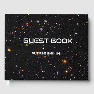 Science Theme with deep space photo Guest Book