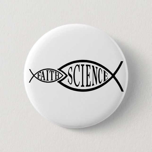 Science Trumps Faith Fish 2 Inch Round Button (Front)