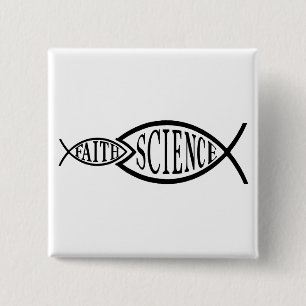 Science Trumps Faith Fish 2 Inch Square Button