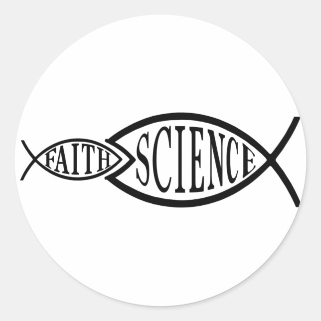 Science Trumps Faith Fish Classic Round Sticker (Front)