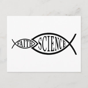 Science Trumps Faith Fish Postcard