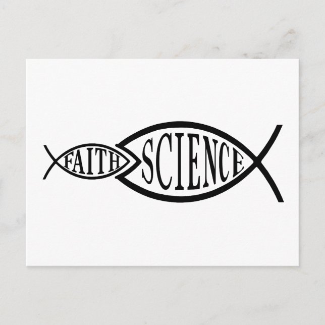 Science Trumps Faith Fish Postcard (Front)