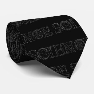 Science typography pattern white on black  tie