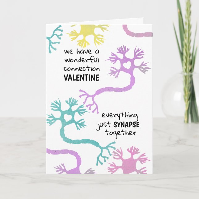 Science Valentine Neuron Biology Teacher Geek Card (Front)