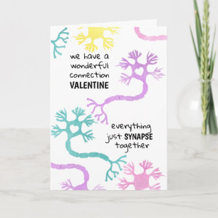 Science Valentine Neuron Biology Teacher Geek Card