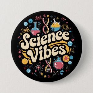 Science Vibes Groovy First Day of Back To School  3 Inch Round Button