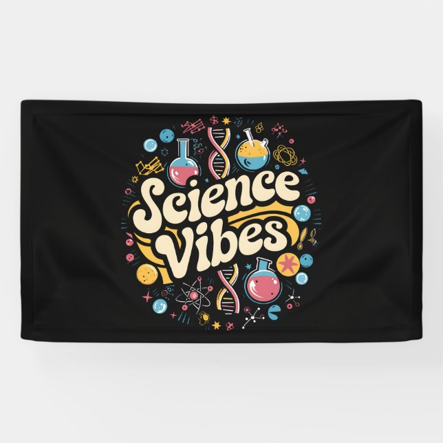 Science Vibes Groovy First Day of Back To School  Banner (Horizontal)
