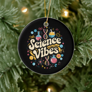Science Vibes Groovy First Day of Back To School  Ceramic Ornament