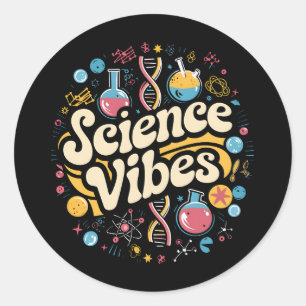 Science Vibes Groovy First Day of Back To School  Classic Round Sticker