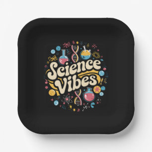 Science Vibes Groovy First Day of Back To School Paper Plate