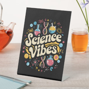 Science Vibes Groovy First Day of Back To School  Pedestal Sign