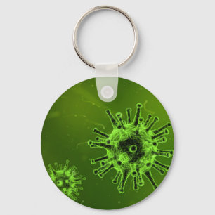 Science virus bacteria microscope green keychain