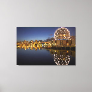 Science World and CBD reflected in False Creek, Canvas Print