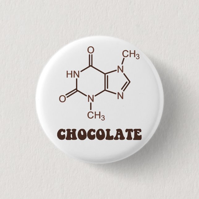 Scientific Chocolate Element Theobromine Molecule 1 Inch Round Button (Front)
