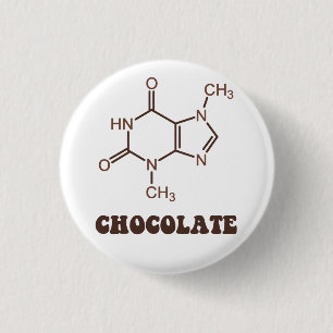 Scientific Chocolate Element Theobromine Molecule 1 Inch Round Button