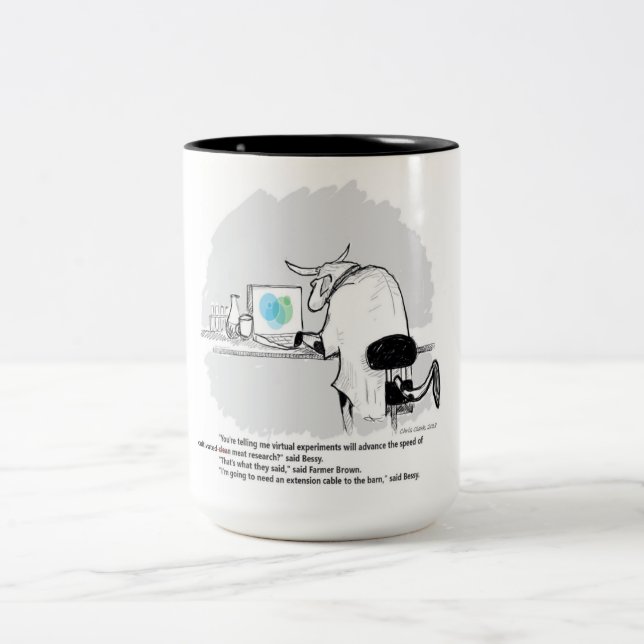 Scientific Cow Saves Humankind Two-Tone Coffee Mug (Center)