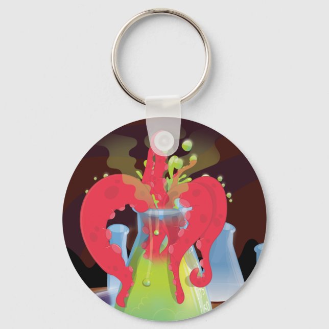 Scientific experiment flask Monster Keychain (Front)