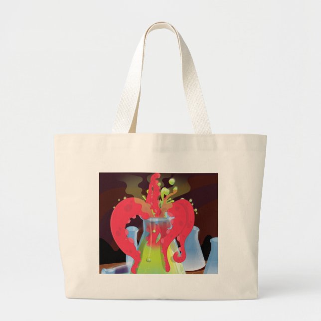 Scientific experiment flask Monster Large Tote Bag (Front)