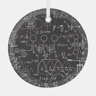 Scientific Formulas: Chalkboard Calculations Patte Glass Ornament