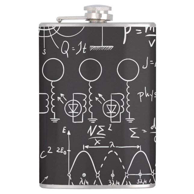 Scientific Formulas: Chalkboard Calculations Patte Hip Flask (Front)