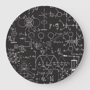 Scientific Formulas: Chalkboard Calculations Patte Large Clock