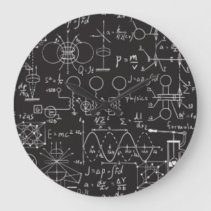 Scientific Formulas: Chalkboard Calculations Patte Large Clock