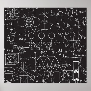 Scientific Formulas: Chalkboard Calculations Patte Poster