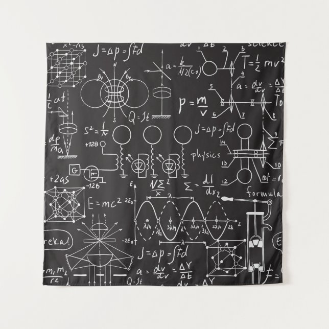 Scientific Formulas: Chalkboard Calculations Patte Tapestry (Front)