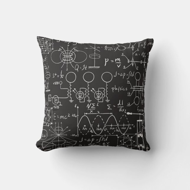 Scientific Formulas: Chalkboard Calculations Patte Throw Pillow (Front)