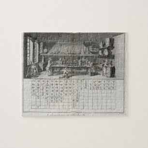 Scientific laboratory and table of chemical signs, jigsaw puzzle