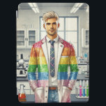 Scientist #5 iPad air cover<br><div class="desc">A gorgeous male scientist proudly wearing a pride themed lab coat</div>