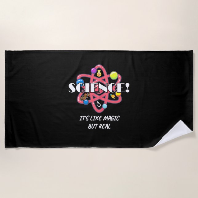 Scientist Gift | Chemistry Science Is Like Magic Beach Towel (Front)