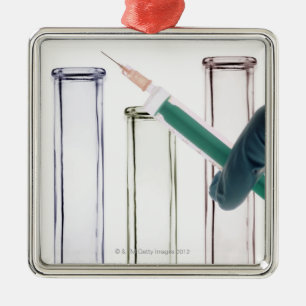 Scientist Holding Syringe Metal Ornament