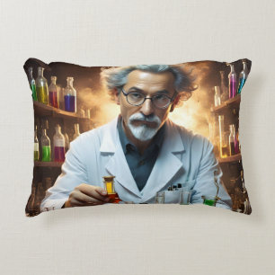 Scientist In A Laboratory Mixing Potions, Accent Pillow