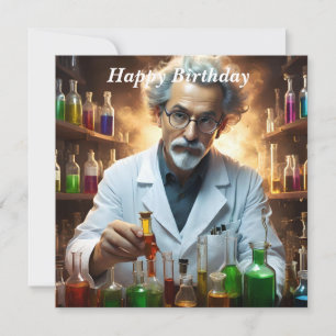 Scientist In A Laboratory Mixing Potions,Birthday  Card