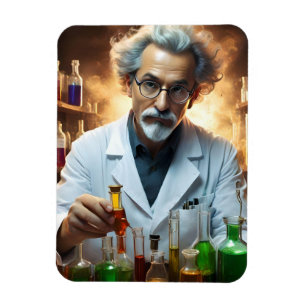 Scientist In A Laboratory Mixing Potions, Magnet